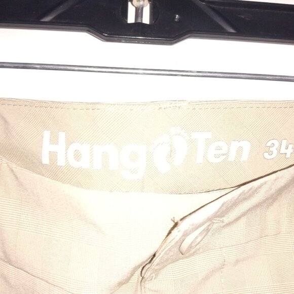 NWT HANG TEN Walking/Board Shorts Men’s Size 34 Khaki Micro Plaid - Picture 8 of 8